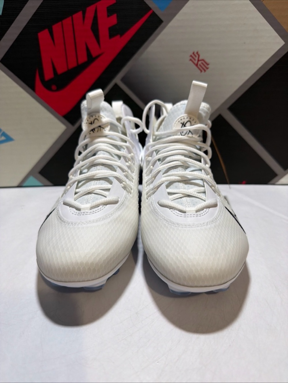 Nike Huarache 9 Elite Mid LAX Lacrosse Cleats White Black - Picture 3 of 7